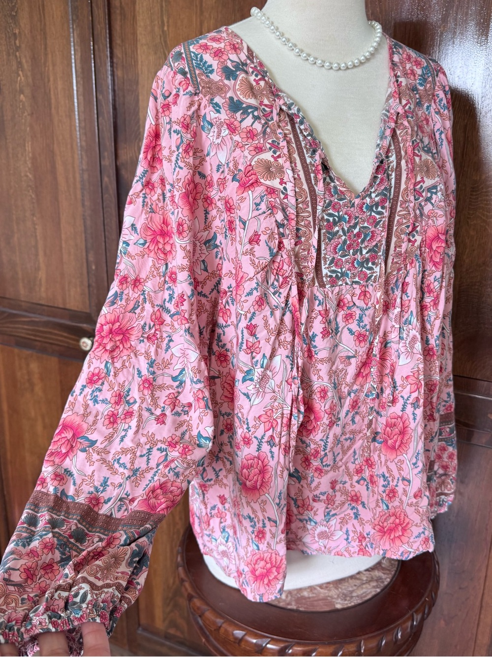 Romantic Cottagecore Babydoll Floral Flowy Western Chic Lantern Sleeve Blouse 2X
